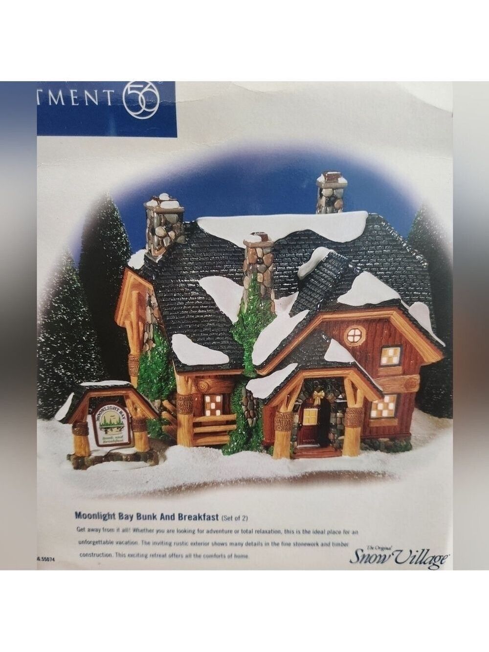 Dept 56: Moonlight Bay Bunk and Breakfast, Original Snow Village, Department 56, - Picture 2 of 5